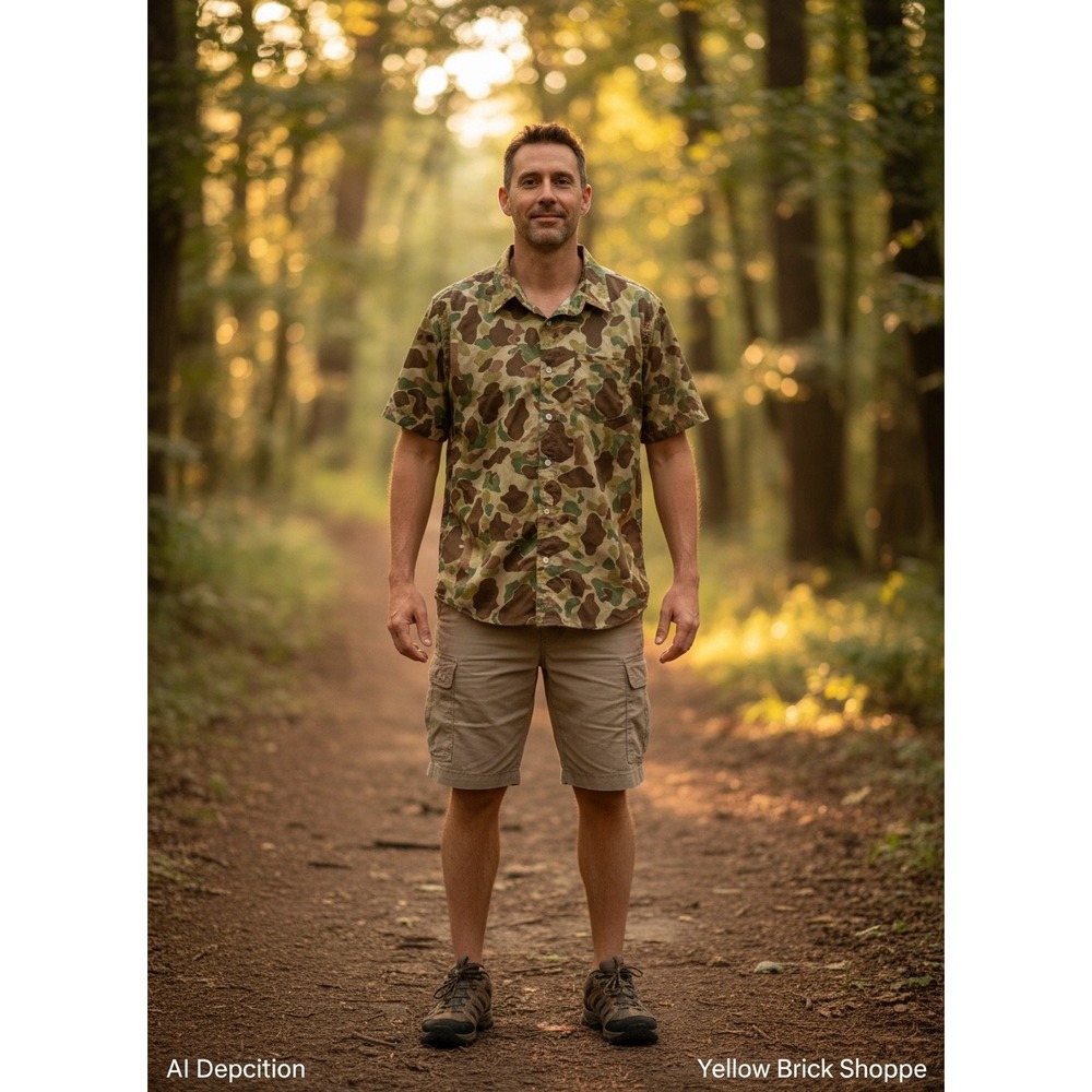 Oaf Nation Camo Button-Down Shirt —‎ Short Sleeve — Men's Size M